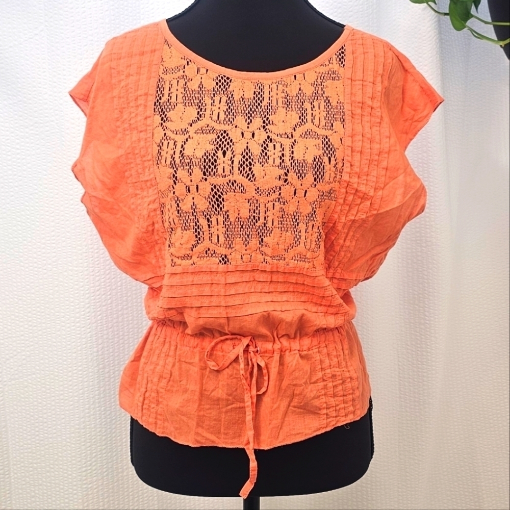 ELEMENT Orange Women's Top with Lace Detail